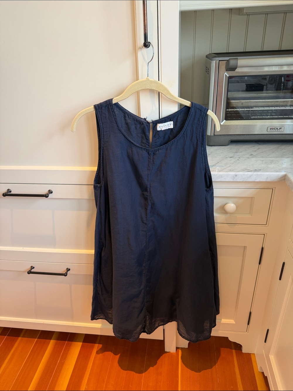 Velvet Navy Sleeveless Mini Dress